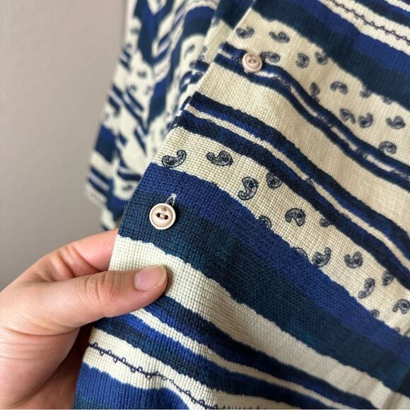 Scotch & Soda Navy Blue Creme Patchwork Printed Camp Button Down Shirt XL Indie - Picture 3 of 12